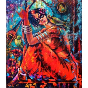 Azra Wahab, 26 x 32 Inch, Acrylic on Canvas, Pigeon Painting, AC-AZW-027